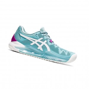 Chaussure Tennis Asics GEL-RESOLUTION 8 (D) Femme Bleu Blanche | TRJP92176