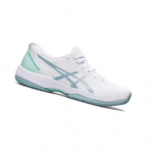 Chaussure Tennis Asics SOLUTION SWIFT FF CLAY Femme Blanche Bleu | NYTO75061