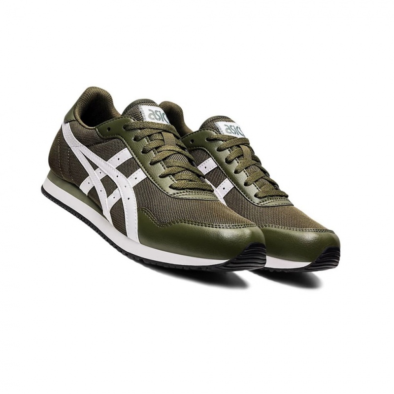 Basket Asics TIGER RUNNER Homme Vert Olive Blanche | JBQX32804