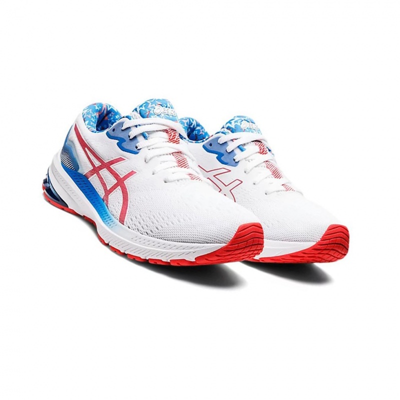 Chaussure Running Asics GT-1000 11 STANDARD RET Femme Blanche Rouge | CWPM39805