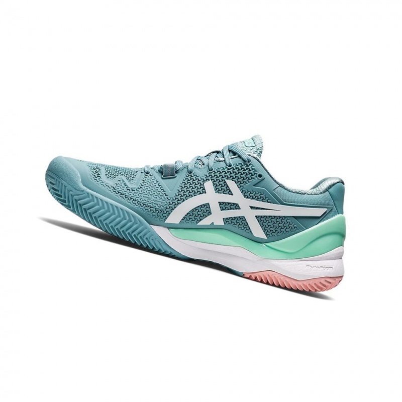 Chaussure Tennis Asics GEL-RESOLUTION 8 Clay Femme Bleu Blanche | GRMO68491