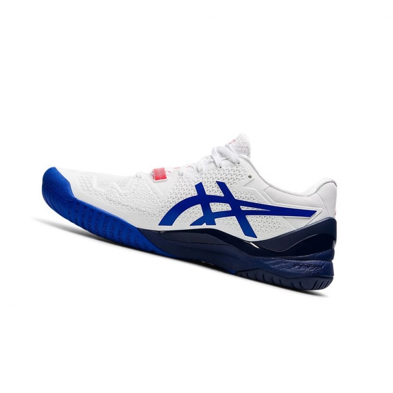 Chaussure Tennis Asics GEL-RESOLUTION 8 (D) Femme Blanche Bleu | HLMW37052