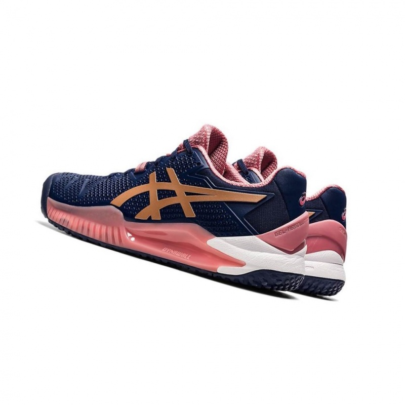 Chaussure Tennis Asics GEL-RESOLUTION 8 OC Femme Bleu Marine | EZVL05721