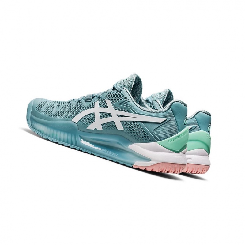 Chaussure Tennis Asics GEL-Resolution 8 Femme Bleu Blanche | WBDL40529