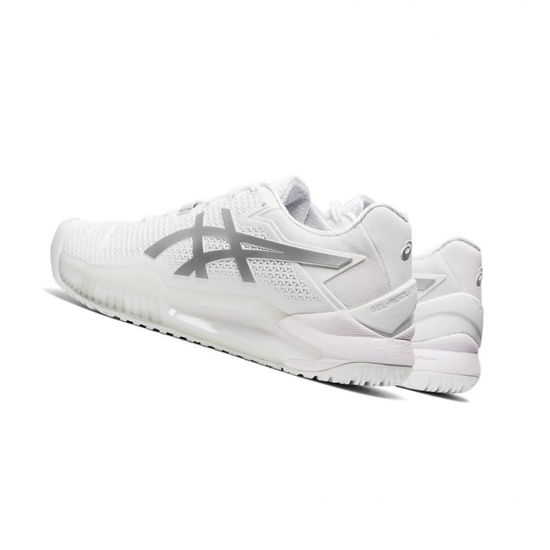 Chaussure Tennis Asics GEL-Resolution 8 Femme Blanche Argent | ZHJU26931